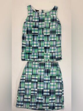 Talbots Madras Tank & Skirt Set Patchwork Plaid Preppy Classic Old Money 0P